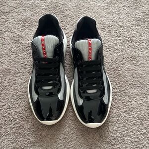 Prada Men's Black, Gray, and White Sneakers